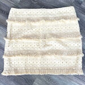 HD in Paris Anthropologie Cream eyelets Tiered Skirt 12 Boho Preppy Cottagecore